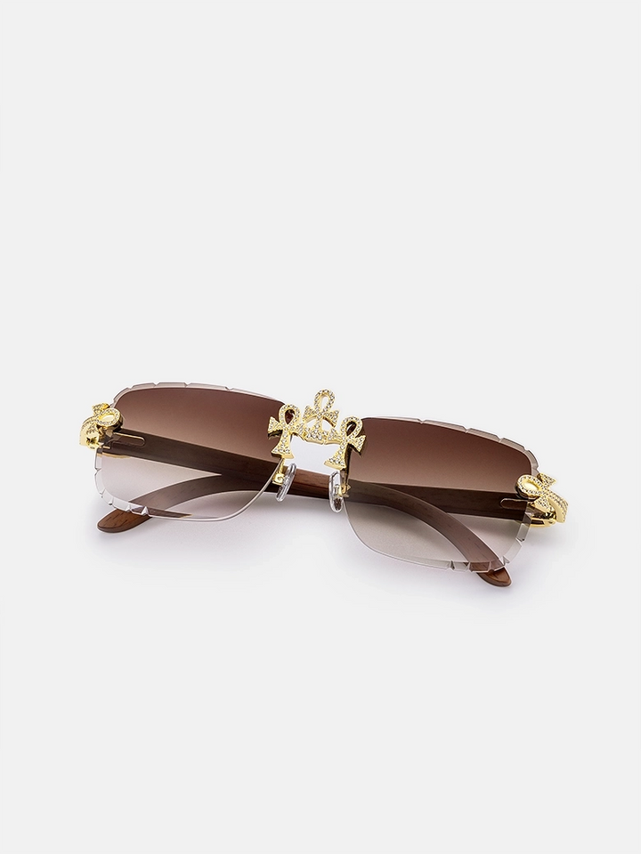 Anka Moissanite Sunglasses In Yellow Gold