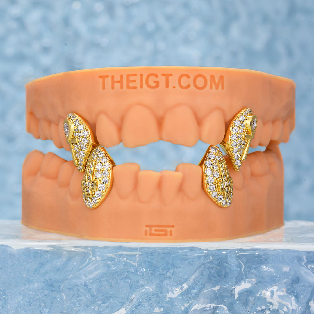 Ankh And Cross On Moissanite Fangs Grillz
