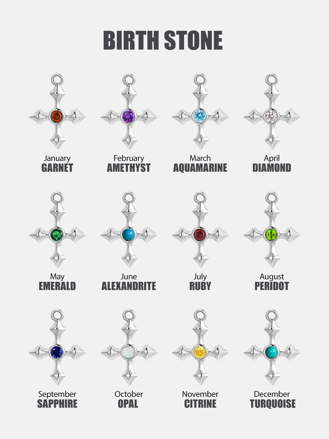 Arrow Cross Pendant With Birth Stone