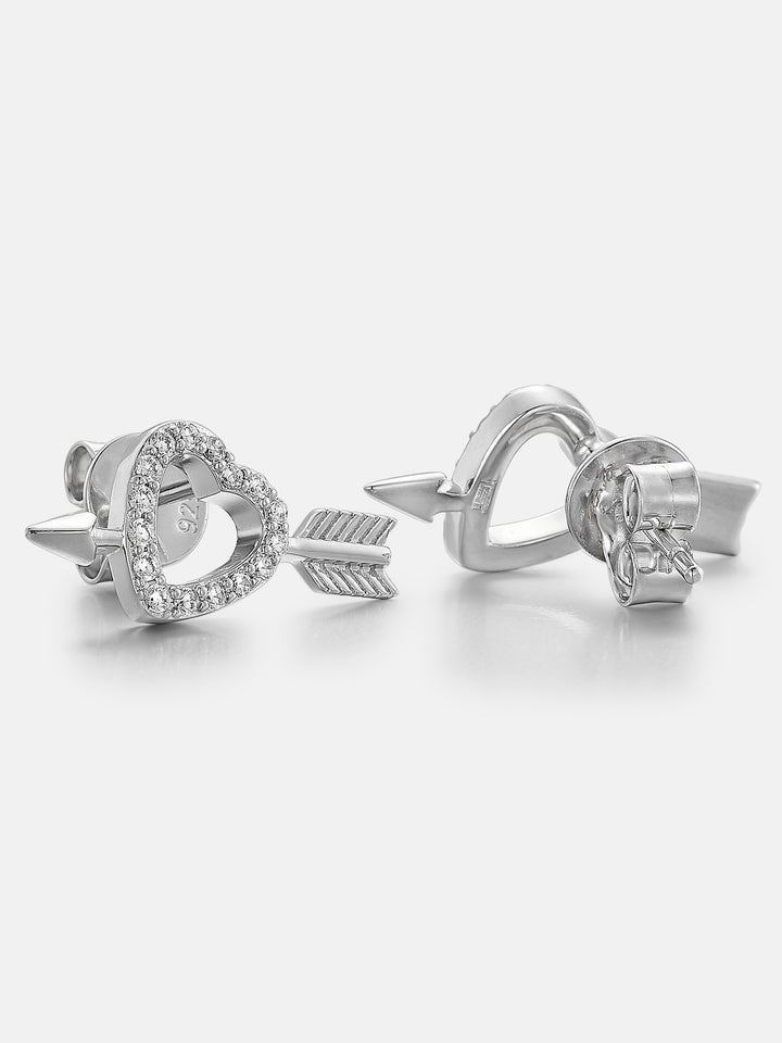 Arrow Heart Moissanite Stud Earrings