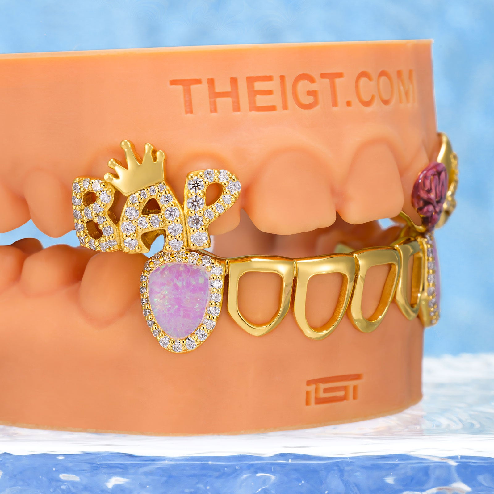 BAP Crown Brain Opal Grillz - Moissanite, Enamel & Opal Luxury