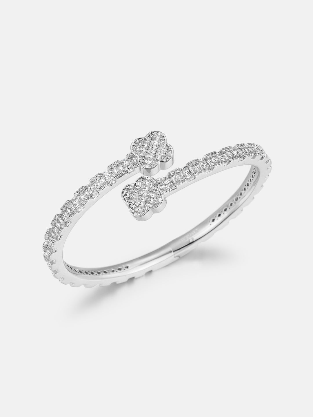 Baguette Clover Moissanite Bangle Bracelet
