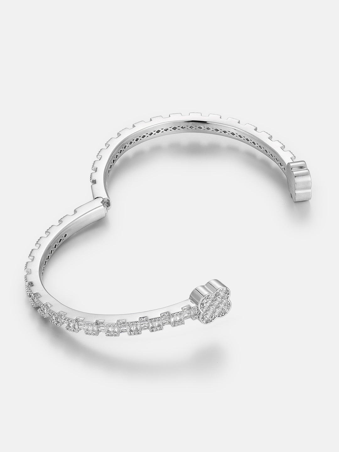 Baguette Clover Moissanite Bangle Bracelet