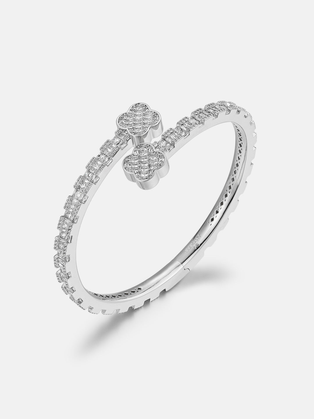 Baguette Clover Moissanite Bangle Bracelet