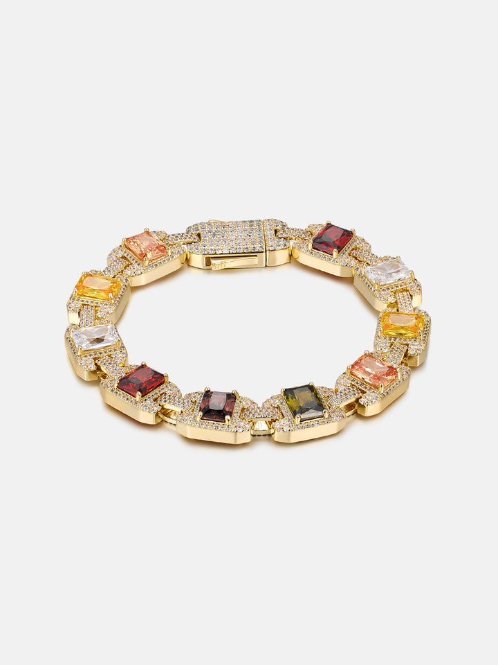 Baguette Colored Gem & Moissanite Link Bracelet