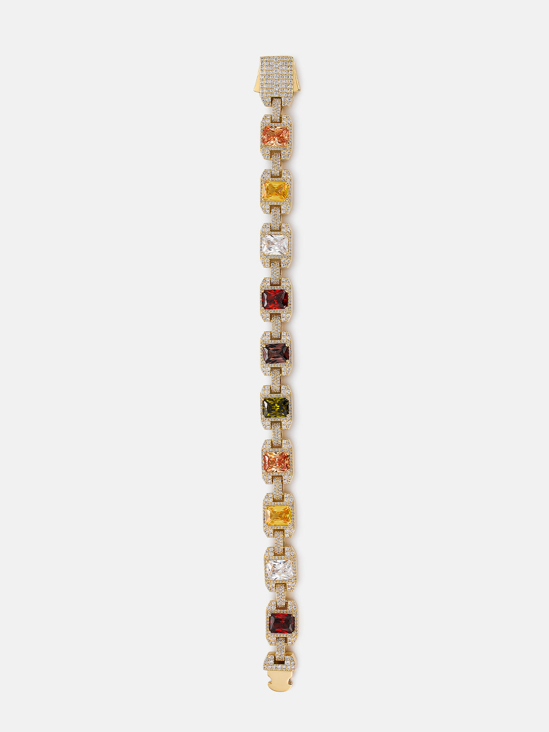 Baguette Colored Gem & Moissanite Link Bracelet