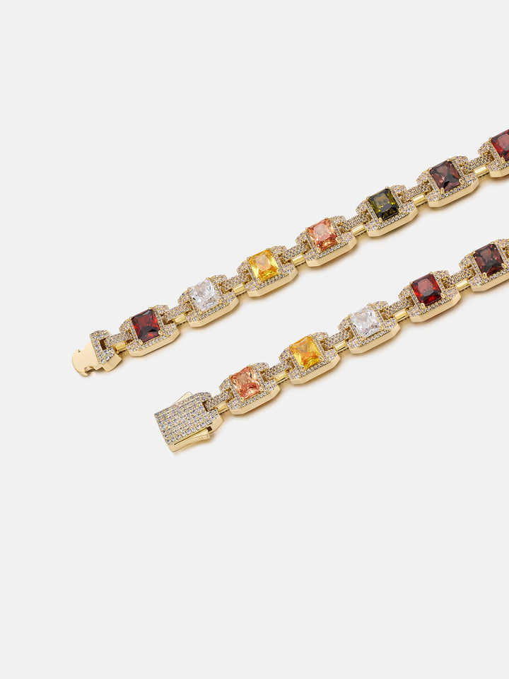 Baguette Colored Gem & Moissanite Link Bracelet
