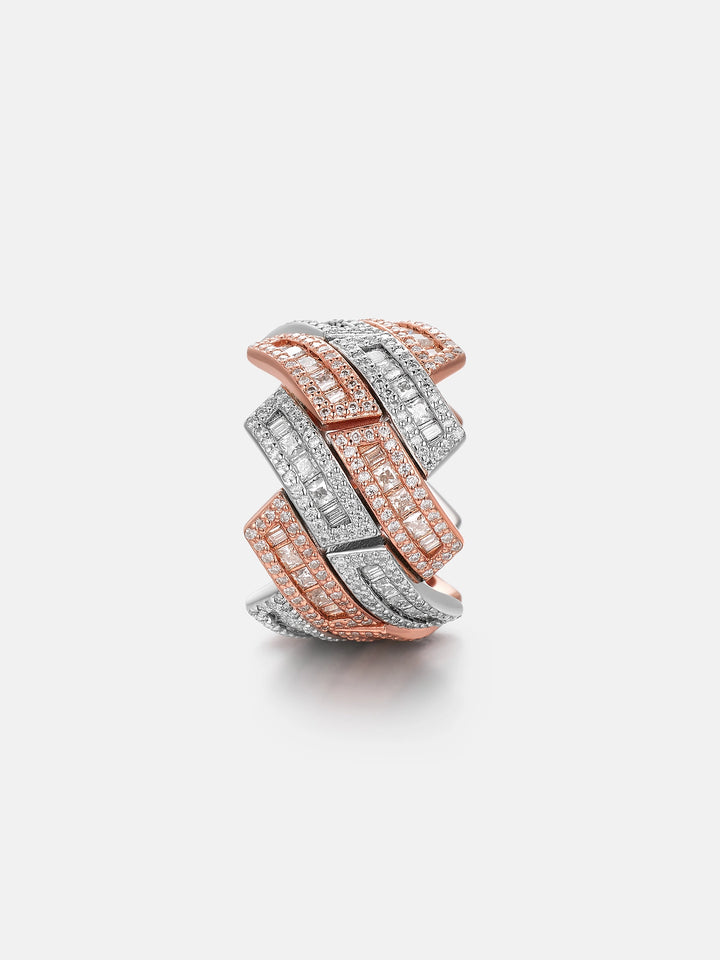 Baguette Moissanite Prong Cuban Ring