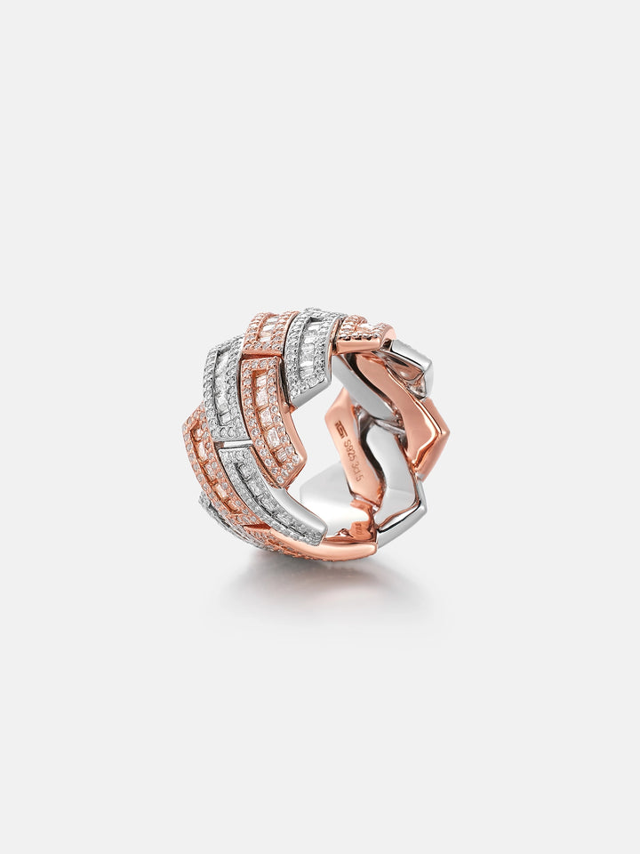 Baguette Moissanite Prong Cuban Ring