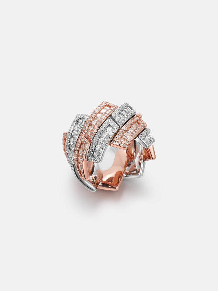 Baguette Moissanite Prong Cuban Ring