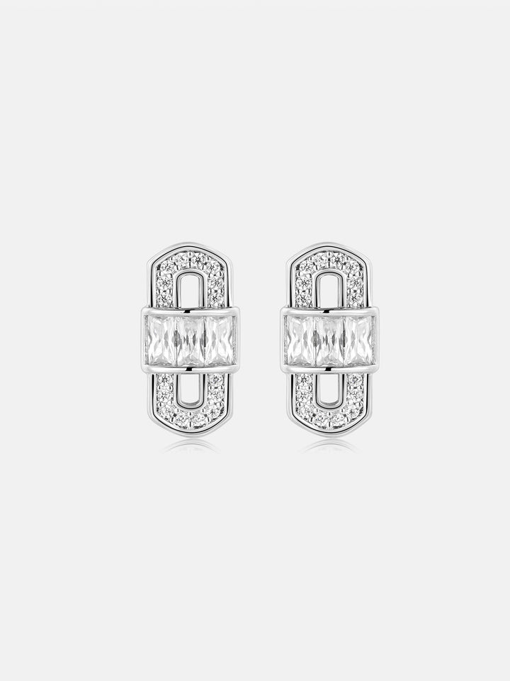 Baguette Pavé Hybrid Moissanite Stud Earrings