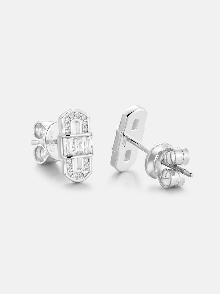 Baguette Pavé Hybrid Moissanite Stud Earrings