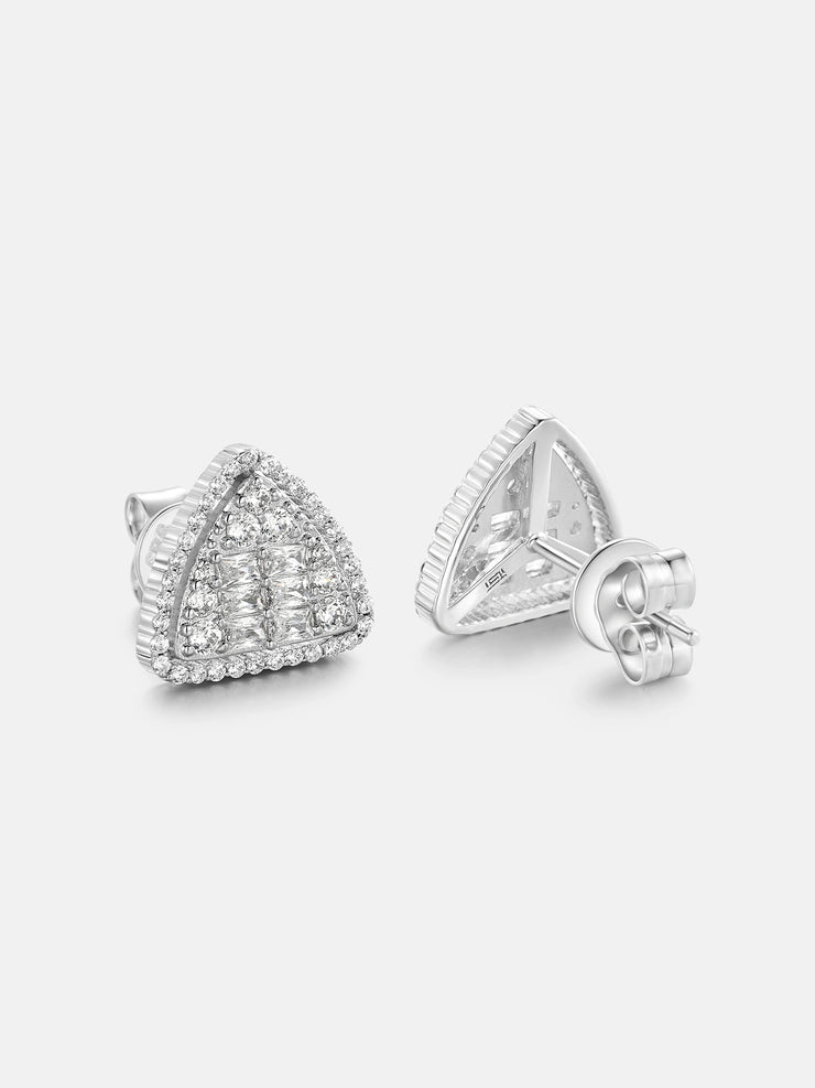 Baguette & Round Moissanite Triangle Shaped Earrings