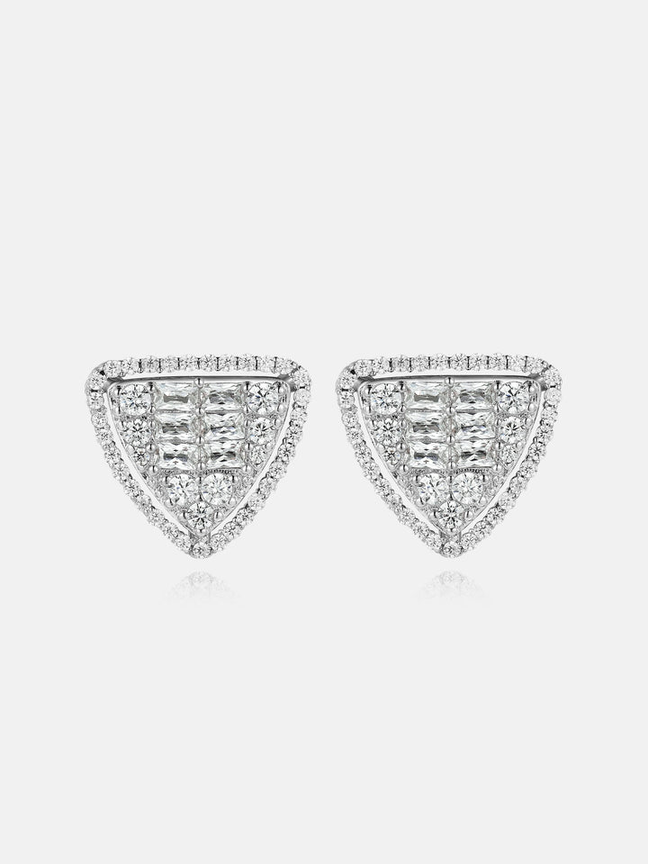 Baguette & Round Moissanite Triangle Shaped Earrings