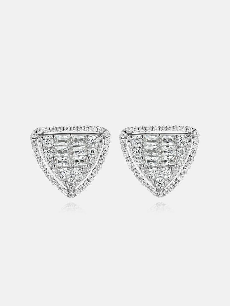 Baguette & Round Moissanite Triangle Shaped Earrings