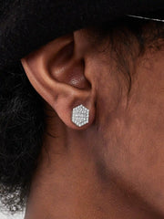 Baguette & Round Moissanite Hexagon Earrings