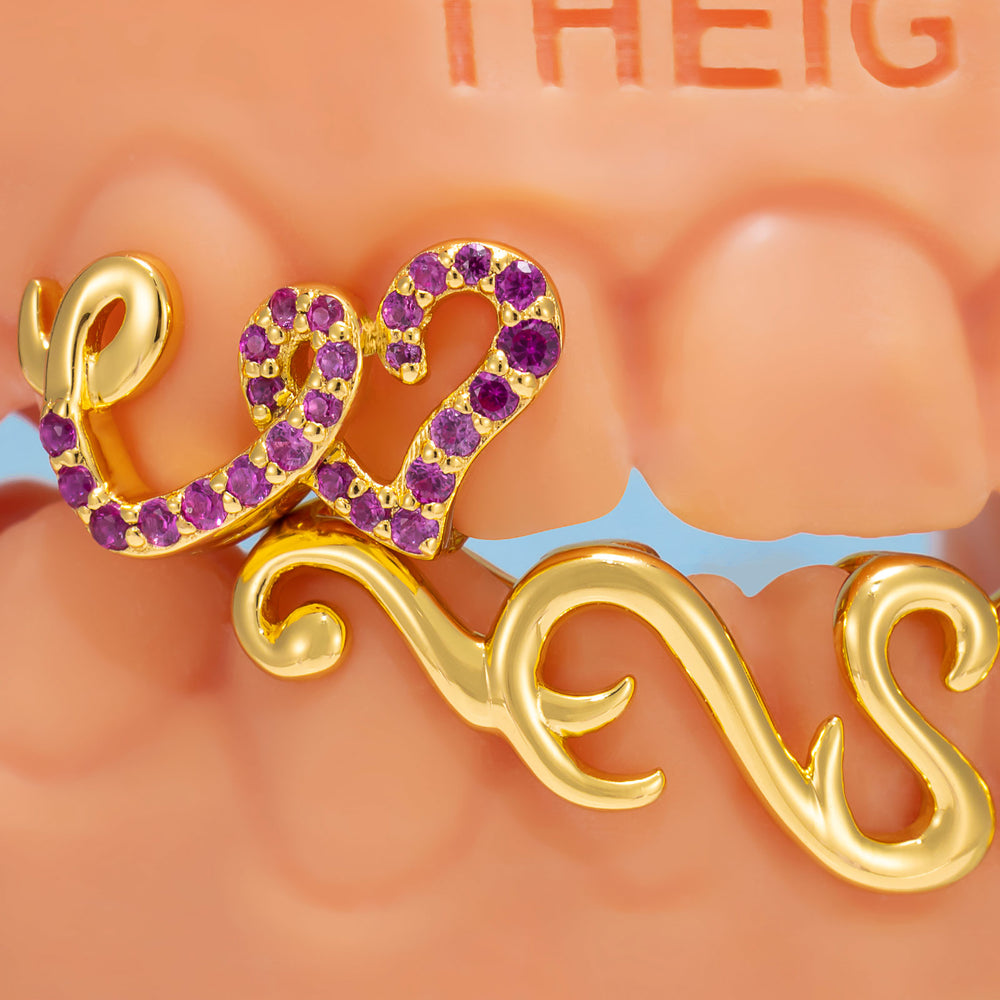 "Baroque Bloom" Purple Ruby Heart Set