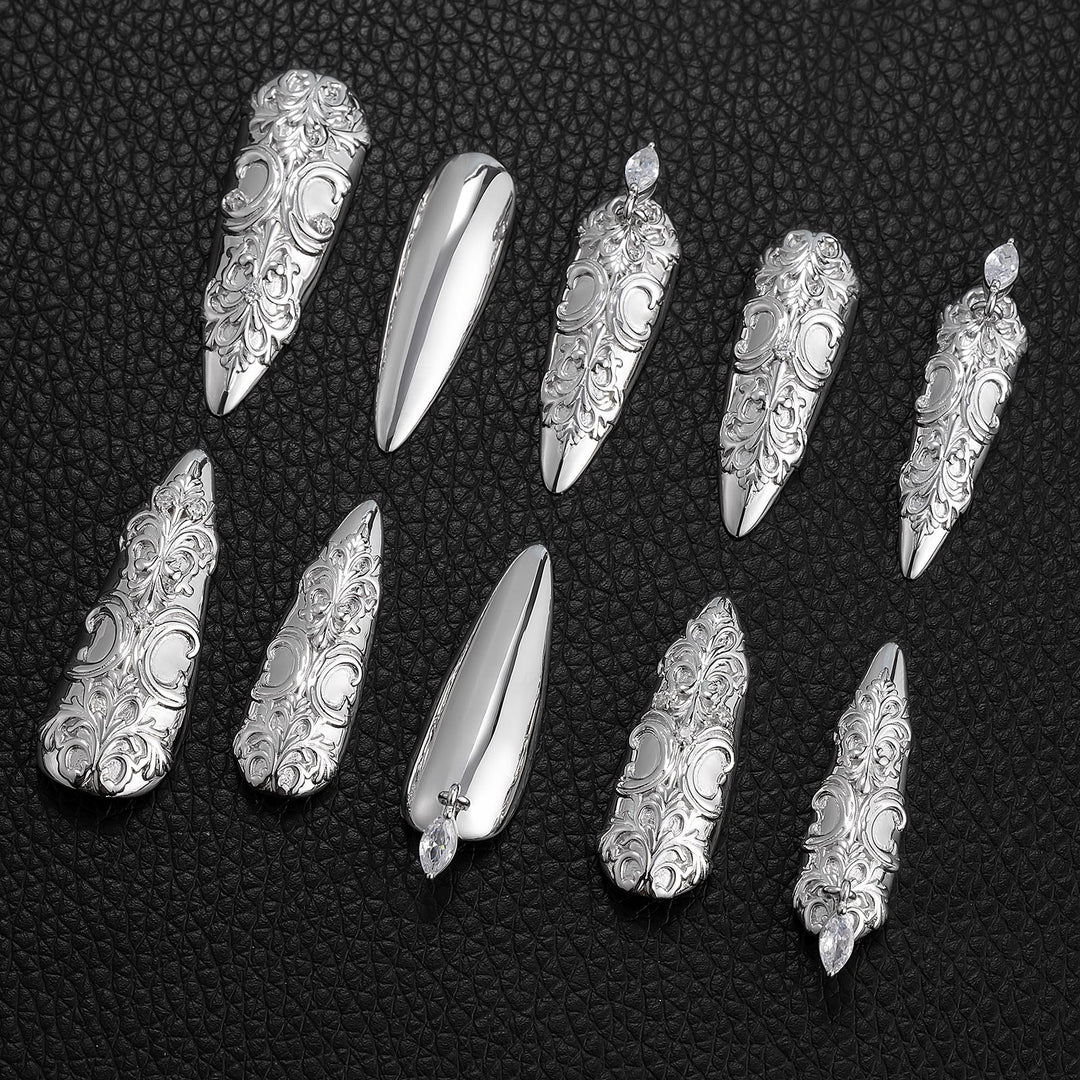 Baroque Scroll Marquise Dangle Nails