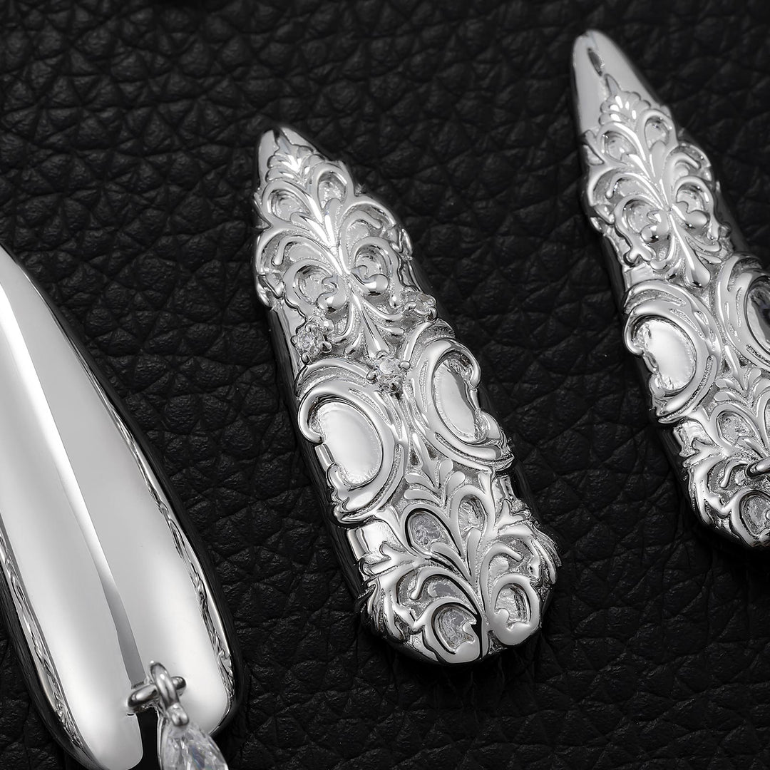 Baroque Scroll Marquise Dangle Nails