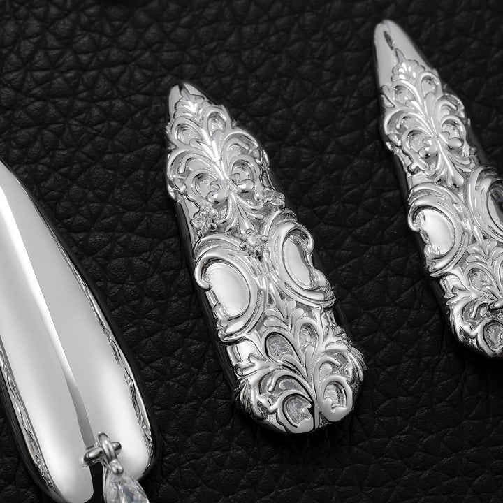 Baroque Scroll Marquise Dangle Nails