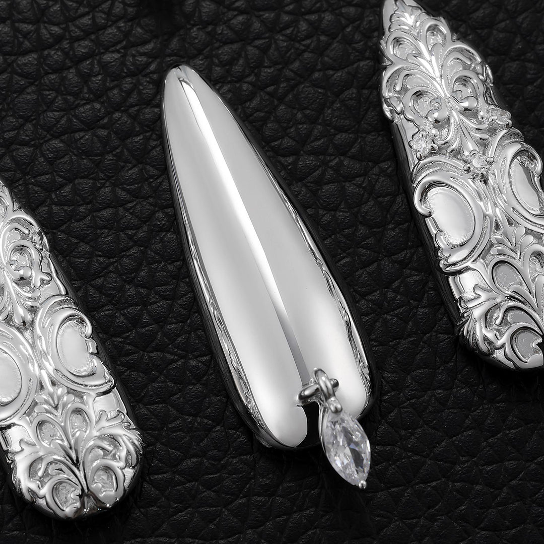 Baroque Scroll Marquise Dangle Nails