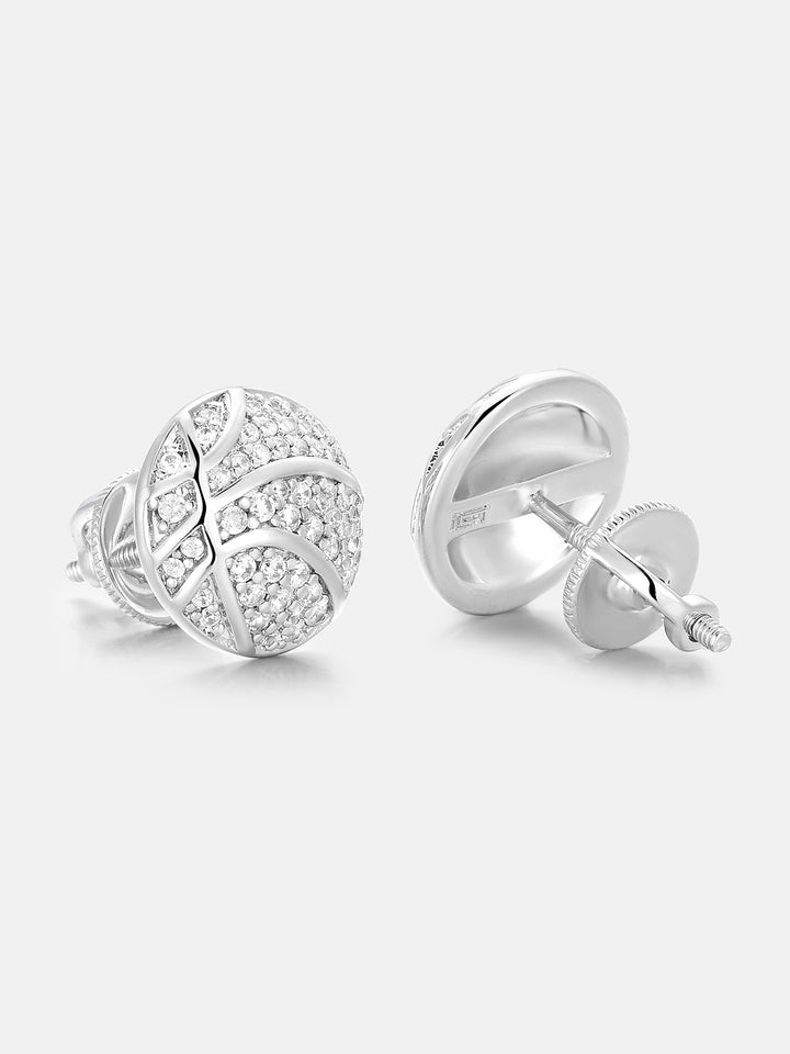 Basketball Moissanite Stud Earrings