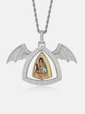 Bat Wings Spinning Evil Eye Photo Moissanite Pendant