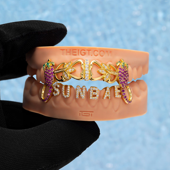 "Berry Bae" Iced Custom Letter Grillz