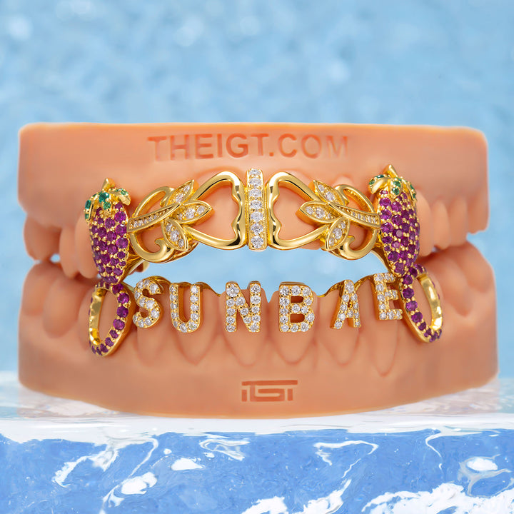 "Berry Bae" Iced Custom Letter Grillz