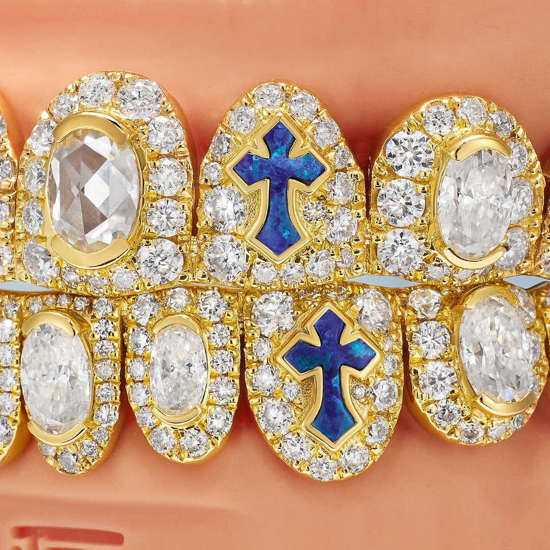 Big Pointer Blue Opal Cross Grillz