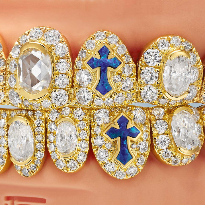 Big Pointer Blue Opal Cross Grillz