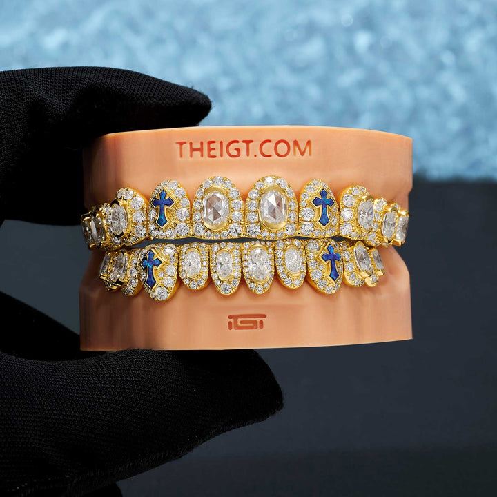 Big Pointer Blue Opal Cross Grillz