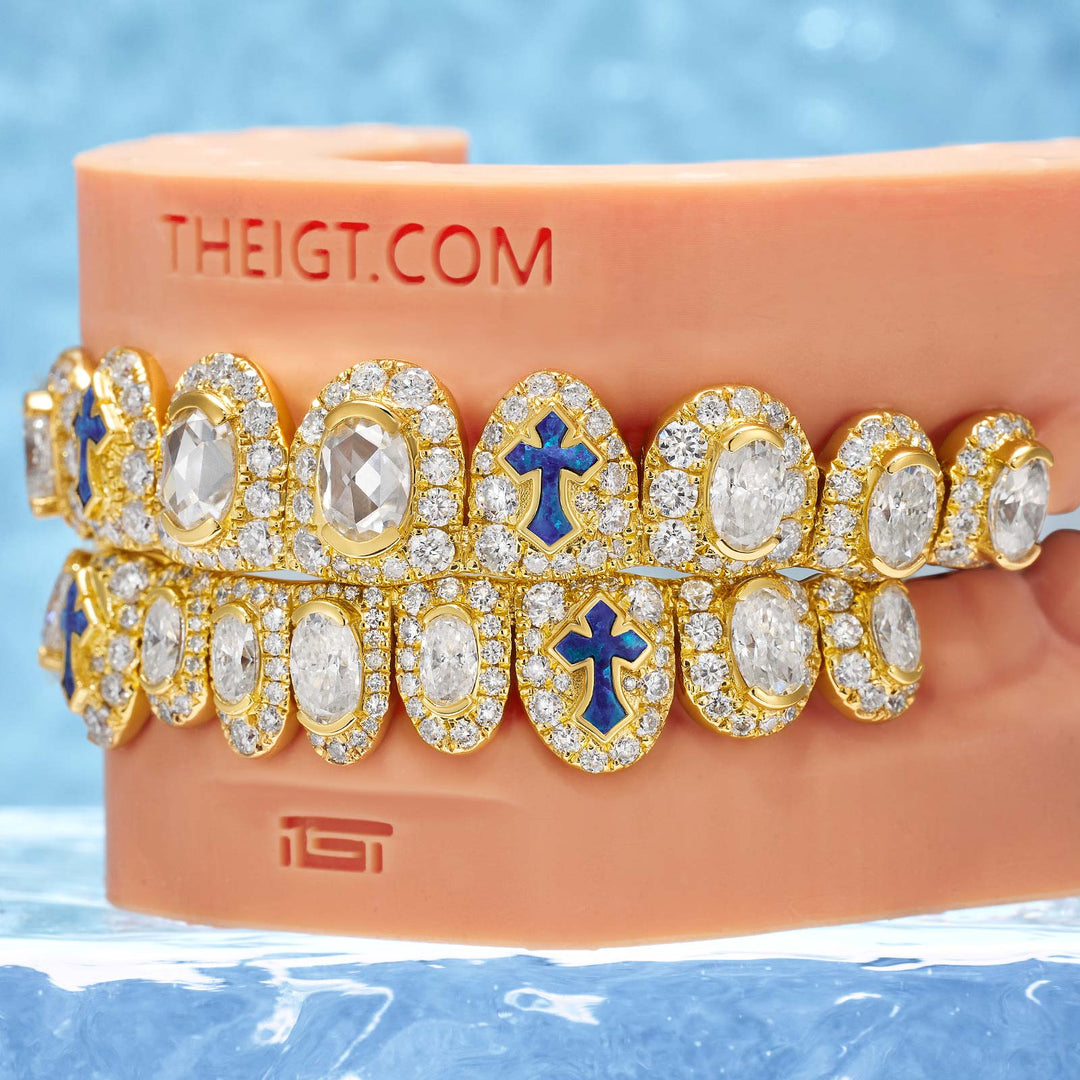 Big Pointer Blue Opal Cross Grillz