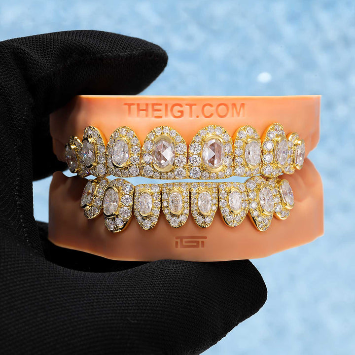 Big Pointer Set Round & Oval Cut Diamond Grillz
