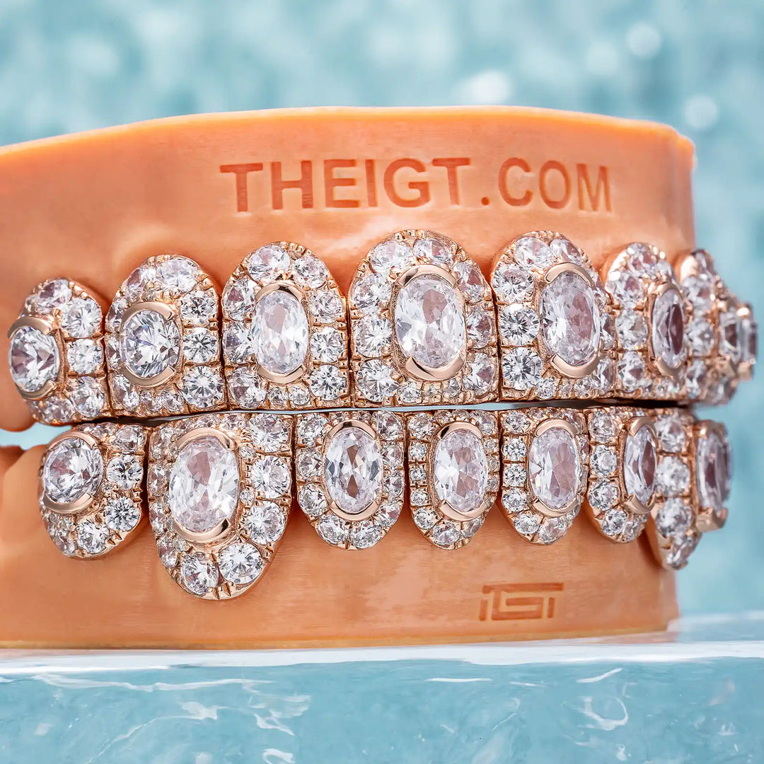 Big Pointer Set Round & Oval Cut Diamond Grillz