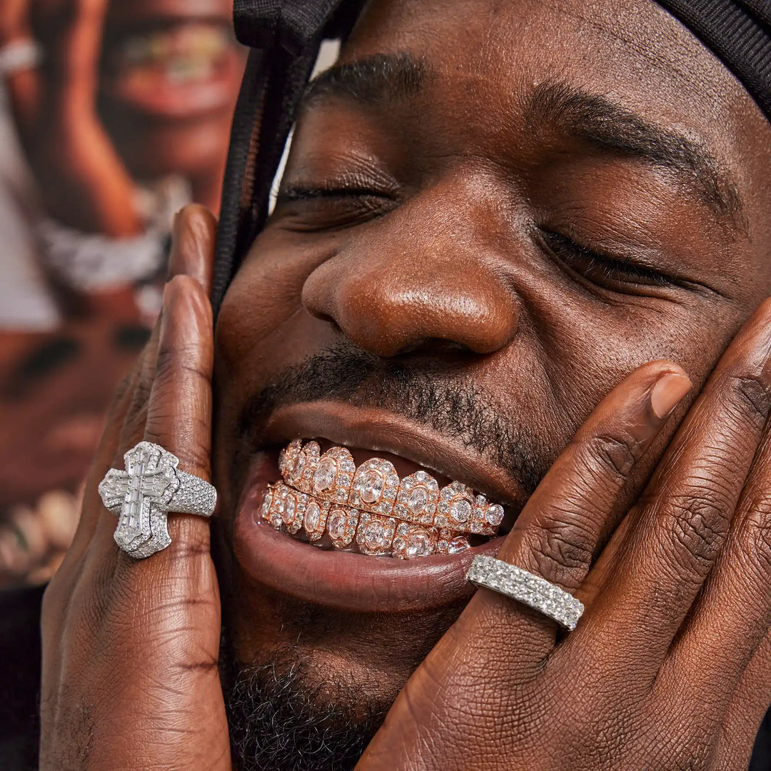 Big Pointer Set Round & Oval Cut Diamond Grillz