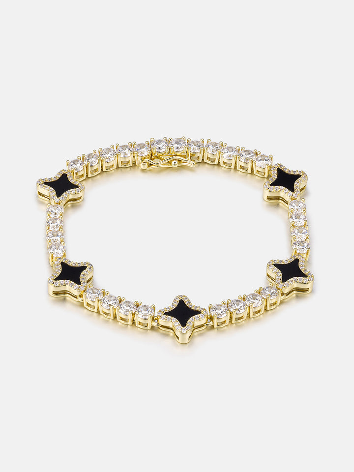 Black Agate Star Moissanite Tennis Bracelet