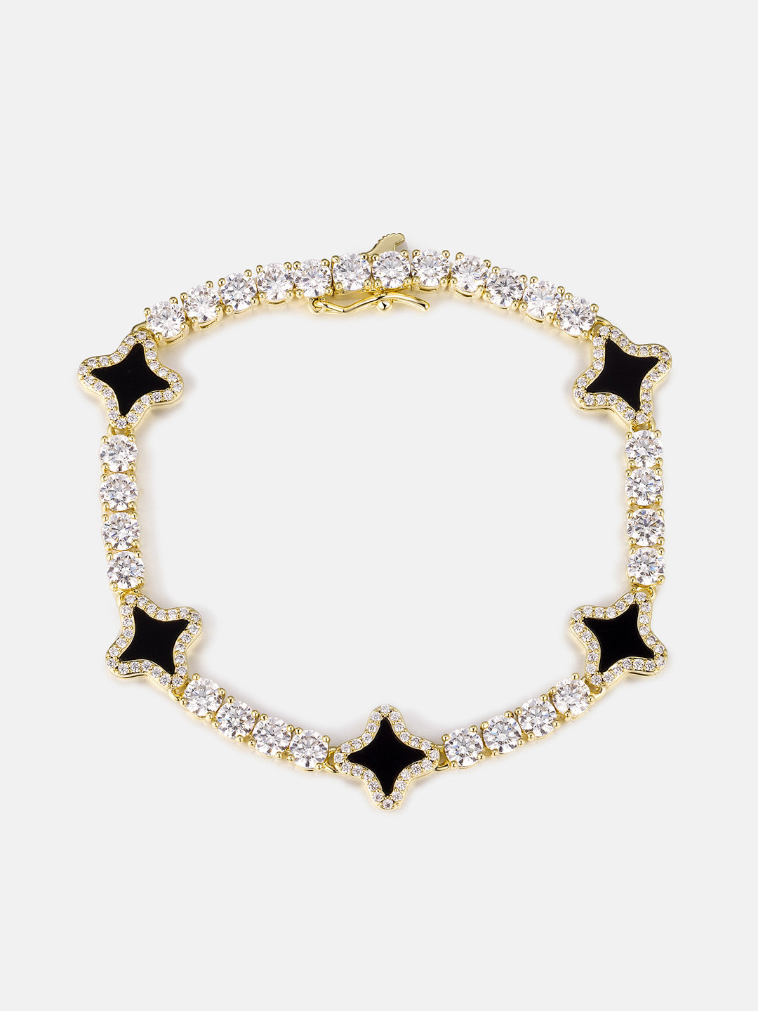 Black Agate Star Moissanite Tennis Bracelet