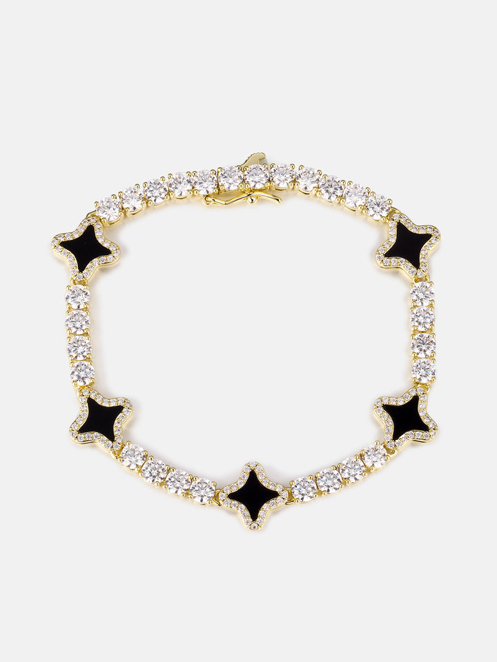 Black Agate Star Moissanite Tennis Bracelet