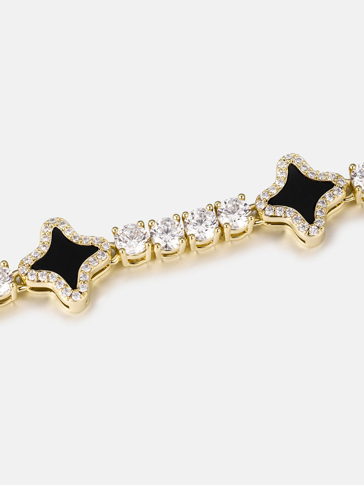 Black Agate Star Moissanite Tennis Bracelet