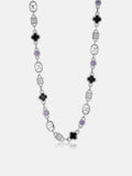 Black Agate & Purple Gem Moissanite G-Link Clover Chain