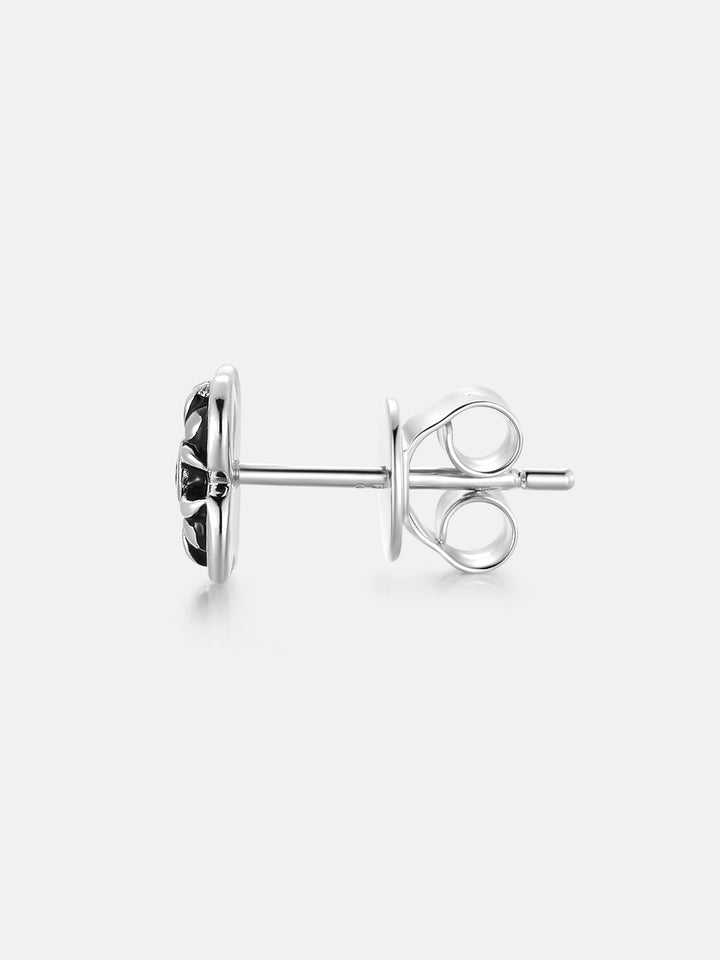 Black Enamel Blossom Moissanite Cross Studs