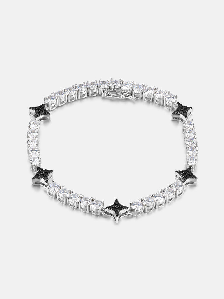 Black Four-Point Star Moissanite Tennis Bracelet