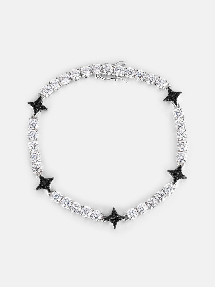 Black Four-Point Star Moissanite Tennis Bracelet