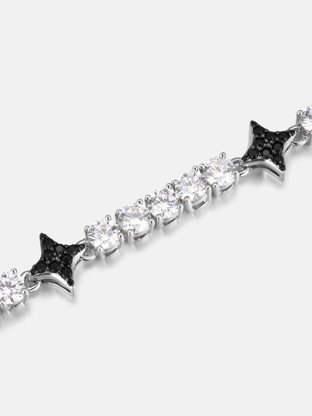 Black Four-Point Star Moissanite Tennis Bracelet