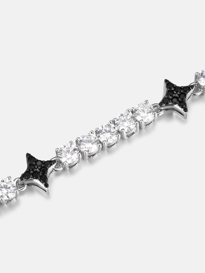 Black Four-Point Star Moissanite Tennis Bracelet