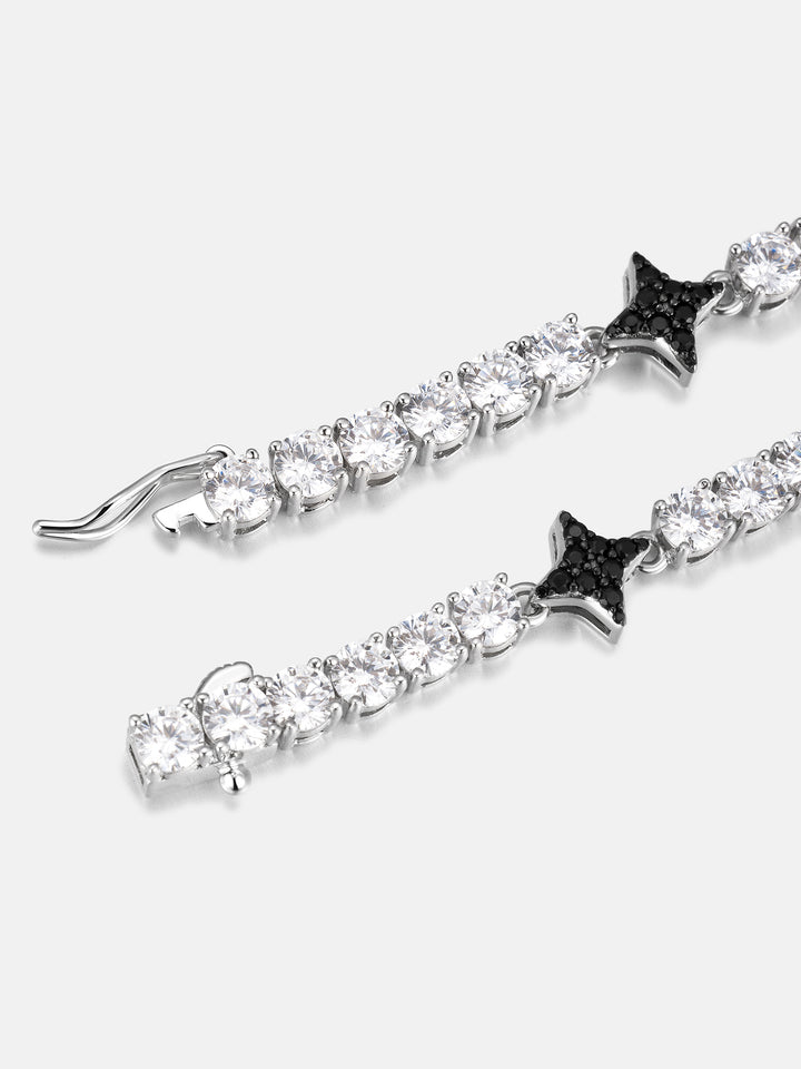 Black Four-Point Star Moissanite Tennis Bracelet