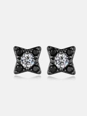 Black Gold Moissanite Four Pointed Star Stud Earrings