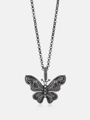 Made To Order Black Moissanite Butterfly Pendant In Black Gold
