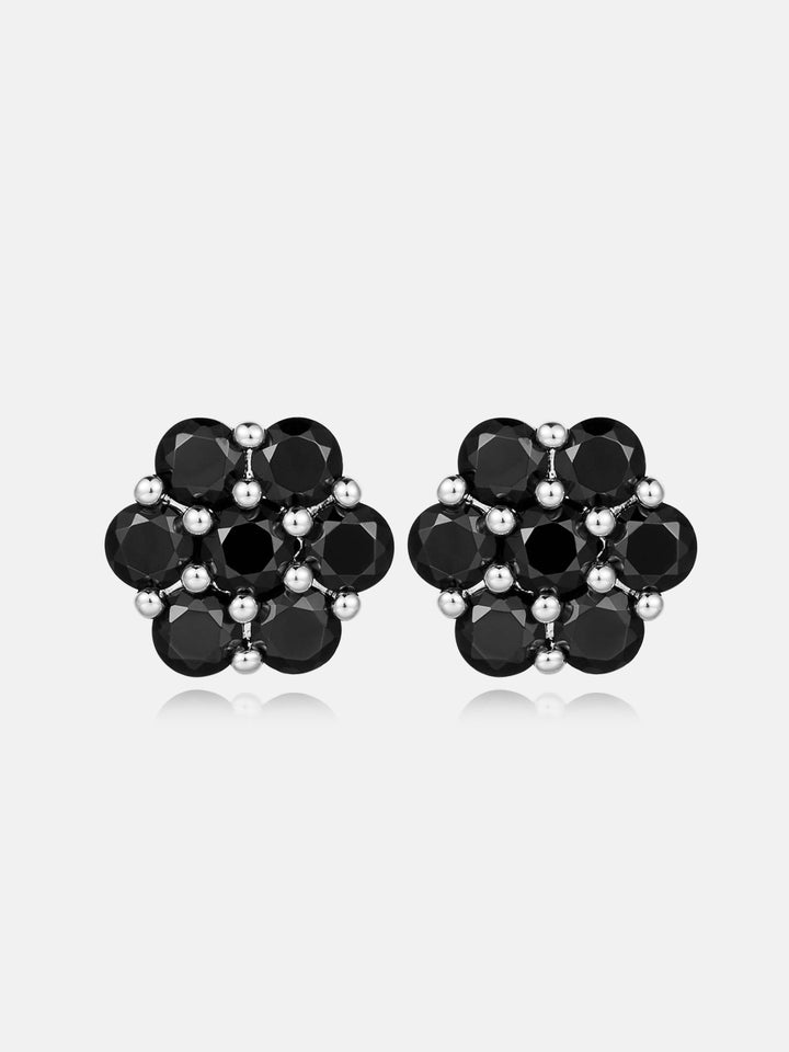 9mm Black Moissanite Cluster Hexagon Earrings